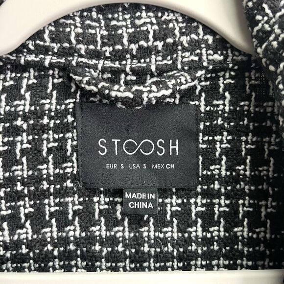Stoosh Jacket Women’s Small Black and White Tweed Long Sleeve Double Pocket - Picture 3 of 8
